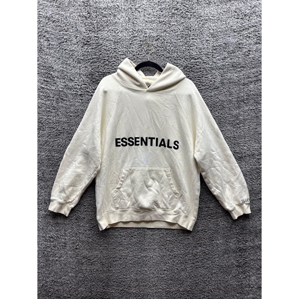 Essentials Fear Of God Graphic Logo Oversized Pullover Hoodie White Mens Size M